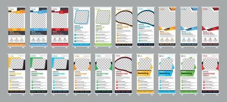 Corporate Business RollUp Banner Design. and x-banner, and flag-banner Set template vector