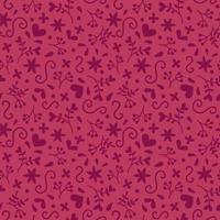 Seamless monochrome romantic pattern in doddle style on viva magenta pantone colour background. Valentine's day, wedding, mother's day vector