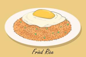 Hand drawn fried rice with egg in vector design