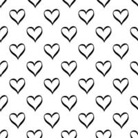 Seamless pattern of hearts. Hand-drawn cartoon cute doodle design isolated on white background. Seamless pattern for Valentine. Vector illustration.