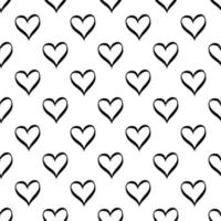 Seamless pattern of hearts. Hand-drawn cartoon cute doodle design isolated on white background. Seamless pattern for Valentine. Vector illustration.