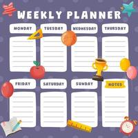 Weekly Schedule Template With School Doodle Elements vector