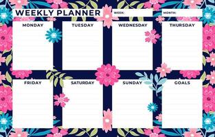 tema floral de primavera para la plantilla de planificador semanal vector