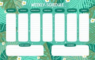 Weekly Schedule Template With Floral Element vector