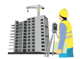 civil architect engineer studying building plans and working engineering and architecture concept vector