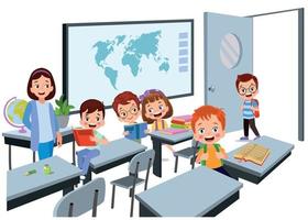 cute students in class at school vector