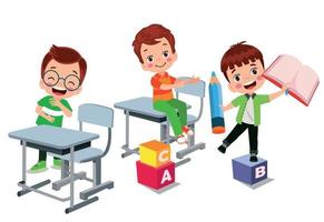 cute students in class at school vector