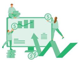 Analyzing Charts, Planning Business Strategy and Managing Face Computer and Smartphone Data. Business Intelligence and Analytics Concept Flat Isometric Vector Illustration Set