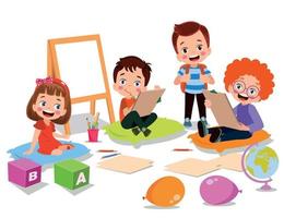 cute students in class at school vector