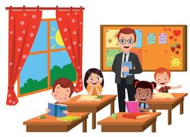 cute students playing games in class at school vector