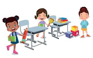 cute students in class at school vector