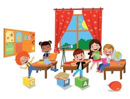 cute students in class at school vector