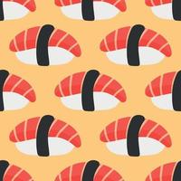 Japanese sushi pattern in hand drawn style. Asian food for restaurants menu vector