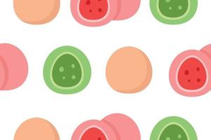 Mochi. Moti. Cute japanese rice cake pattern. Traditional rice dessert. vector