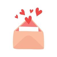 Cute doodle love letter, envelope with heart. Hand drawn vector illustration