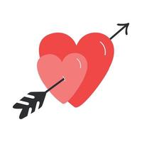 corazones vectoriales de garabatos simples con flecha para tarjetas, afiches, envoltura y diseño del día de San Valentín. vector