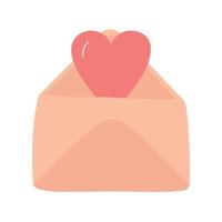 Cute doodle love letter, envelope with heart. Hand drawn vector illustration