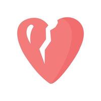 Vector of broken heart from 3D realistic icon and symbols in red with a wound.