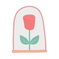 Red rose in a glass flask. Valentine's Day gift and element for logo, game, print, poster or other design project. vector