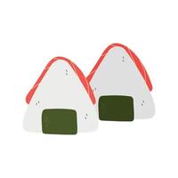 Japanese sushi onigiri in hand drawn style. Asian food for restaurants menu vector