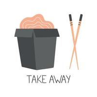 Take away food with chopsticks illustration isolated vector