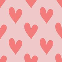 Cute vector red heart pattern. Hand drawn doodle illustration.