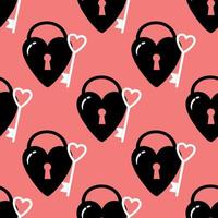 Cute love lock and key pattern. vector