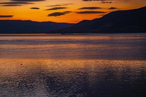 Sunset on Danube gorge at Djerdap in Serbia photo