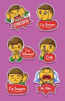 conjunto de emoticonos de consternación triste vector