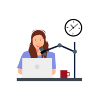 Woman and Podcast studio png