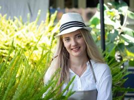 Woman female lady her beautiful pretty wear white hat skin happy smile look at camera portrait person fashion lifesty model blond hair enjoy funny caucasian skin ethnicity cute relaxation holiday photo