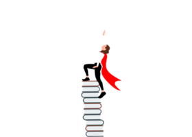 Woman standing on books png
