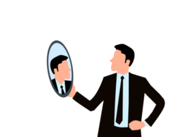 homme tenant un miroir png