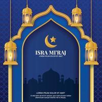 Isra Miraj with Mosque and Lamp vector