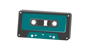 Retro-Audio-Musikkassetten-Tonbandgerät alter Vintage-Hipster für Geeks aus den 70er, 80er, 90er Jahren isoliert auf weißem Hintergrund. Video in hoher Qualität 4k, Motion Design