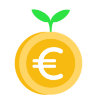 Euro coin icon, currency symbol for economic theme png