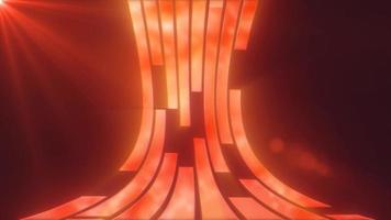 Abstract metallic red orange glowing shiny lines and stripes in rays of light fly upwards on a dark background. Abstract background. Video in high quality 4k, motion design