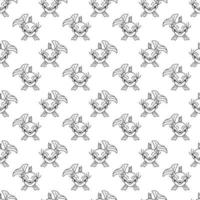 Fish pattern5. Cute seamless pattern with puffer fish. Cartoon white and black vector illustration.