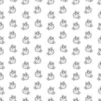Fish pattern5. Cute seamless pattern with puffer fish. Cartoon white and black vector illustration.
