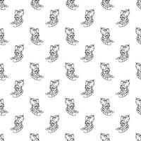 Snowman pattern6. Cute seamless pattern with a snowman sledding. Cartoon white and black vector illustration.