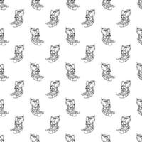 Snowman pattern6. Cute seamless pattern with a snowman sledding. Cartoon white and black vector illustration.