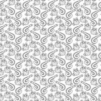 Fish pattern3. Cute seamless pattern with sea eel and puffer. Cartoon white and black vector illustration.