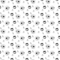Planet pattren3. Cute seamless pattern with 2 different planets. Cartoon white and black vector illustration.