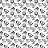 Butterfly pattern1. Cute seamless pattern with 5 different butterflies. Cartoon white and black vector illustration.