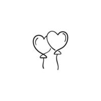 Love Balloon Line Style Icon Design vector