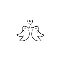 diseño de icono de estilo de línea de pájaro de amor vector