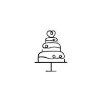 Wedding Cake Line Style Icon Design vector