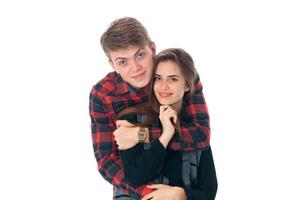 stylish couple in love in studio photo