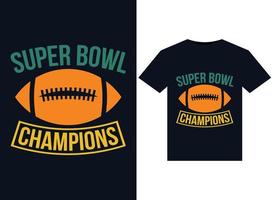 Super Bowl Champions illustrations for print-ready T-Shirts design vector