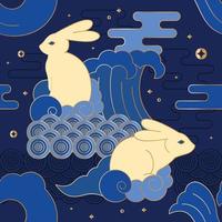 Year of Water Rabbit Seamless Pattern vector